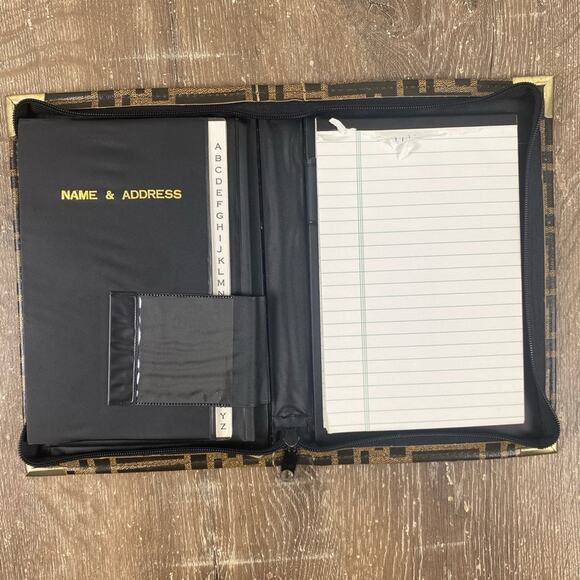 Vintage 90s FENDI Address Book w/ Notepad - Zip Closure - Picture 2 of 13